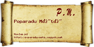 Poparadu Máté névjegykártya